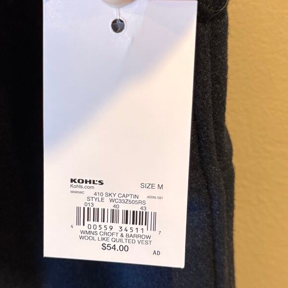 Croft & Barrow NWT Classic Quilted Vest Navy Sky Captain Blue Womens Med Winter - Picture 10 of 15